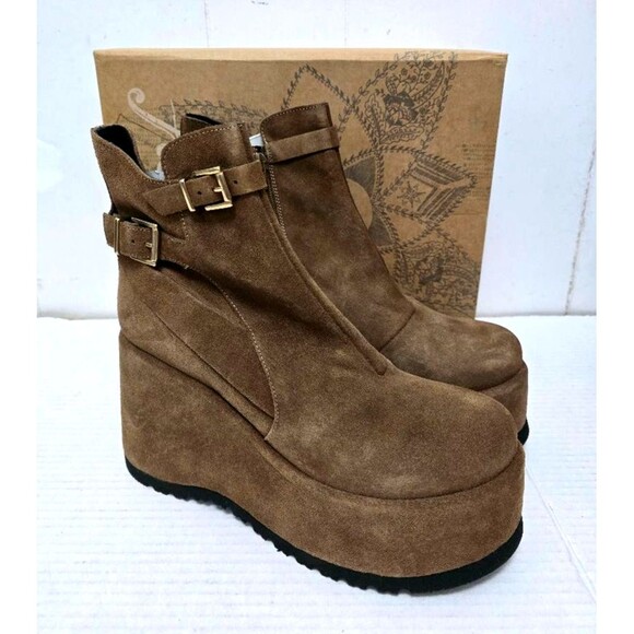 Free People Sabrina Suede Platform Boots Taupe Size 41 NIB $ 198 - Picture 9 of 14
